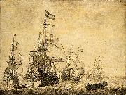 Seascape with Dutch men-of-war. Willem Van de Velde The Younger